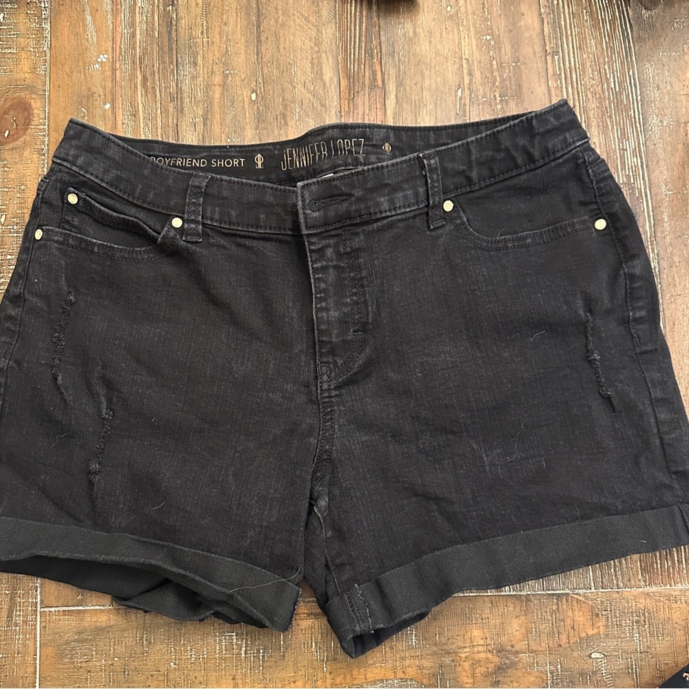 Jennifer Lopez distressed jean shorts